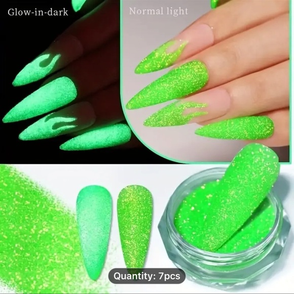 Neon Glow Nail Powder Set - 7 Colors - Picture 3 of 6